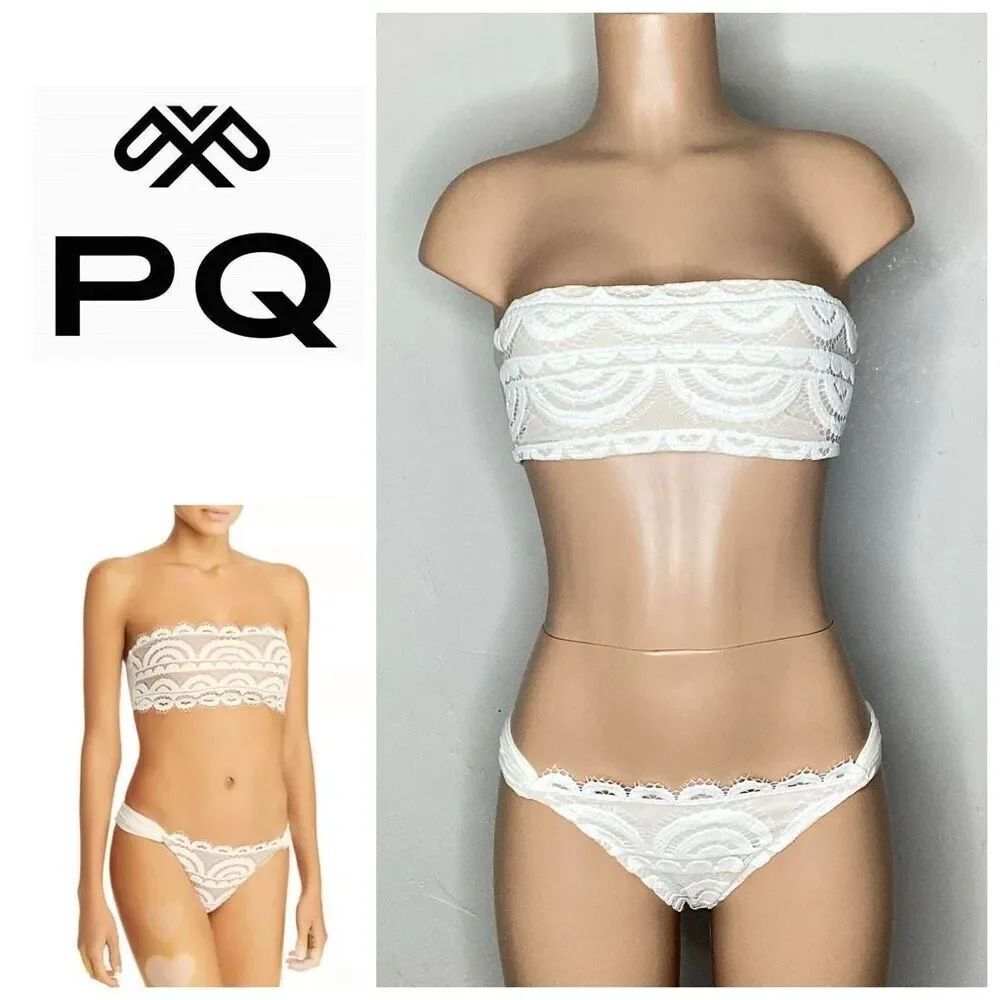 New. PQ ivory lace bikini set. Large. Retails $159